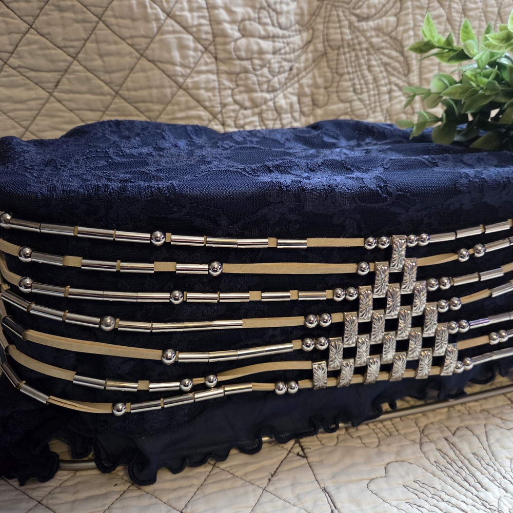 Vintage 90s Boho Leather Statement Belt Multi Strand Silver Adjustable Ren Fair